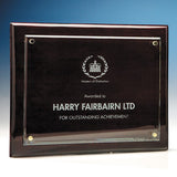 Clear Rectangle mounted on a Rosewood Plaque - Bracknell Engraving & Trophy Services
