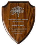 Gloss Walnut Finish Shield Plaque - Bracknell Engraving & Trophy Services