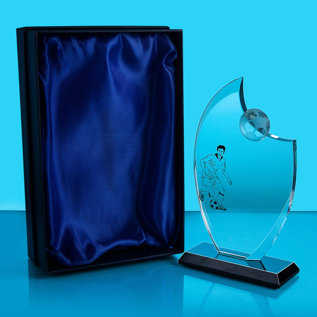 Clear Football Glass on Black Glass Base