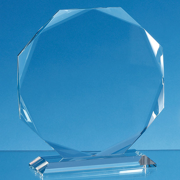 Clear Glass Facetted Octagon Award - Bracknell Engraving & Trophy Services