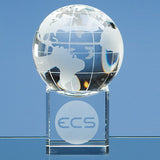 Optical Crystal Globe on Base - Bracknell Engraving & Trophy Services