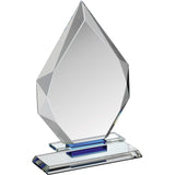 Clear & Blue Crystal Diamond Award - Bracknell Engraving & Trophy Services