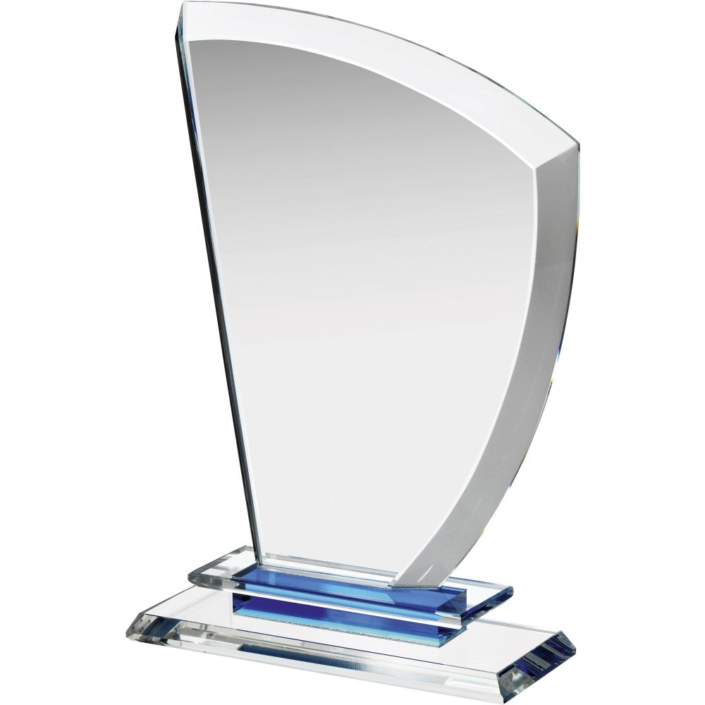 Clear & Blue Crystal Wave Award - Bracknell Engraving & Trophy Services