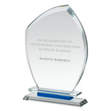 Clear & Blue Crystal Crest Award - Bracknell Engraving & Trophy Services
