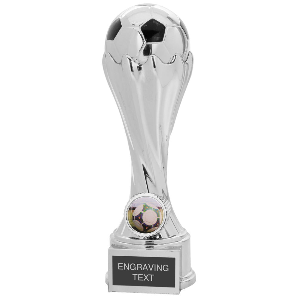 Silver/Black Football Swirl Column Trophy