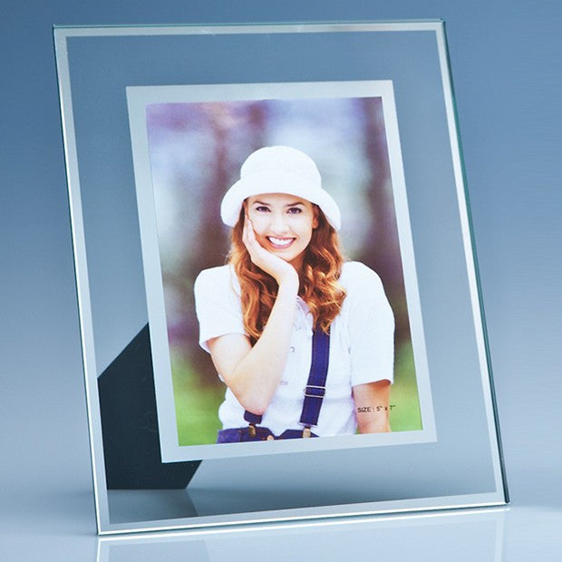 Clear Glass Photo Frame with a Mirror Inlay