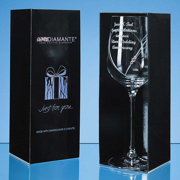 Engraved 'Just For You' Diamante Wine Glass - Bracknell Engraving & Trophy Services