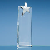 Optical Crystal Rectangle with Silver Star - Bracknell Engraving & Trophy Services