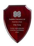 Gloss Rosewood Finish Shield Plaque - Bracknell Engraving & Trophy Services