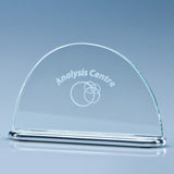 Clear Glass Half Moon on Aluminium Base - Bracknell Engraving & Trophy Services