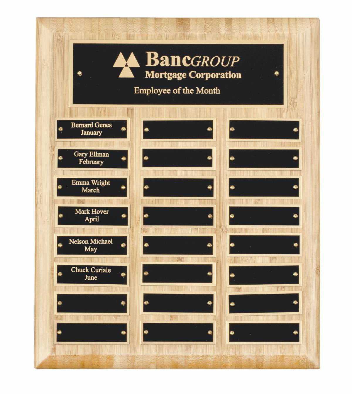 Bamboo Wooden Plaque - 24 Records - Bracknell Engraving & Trophy Services