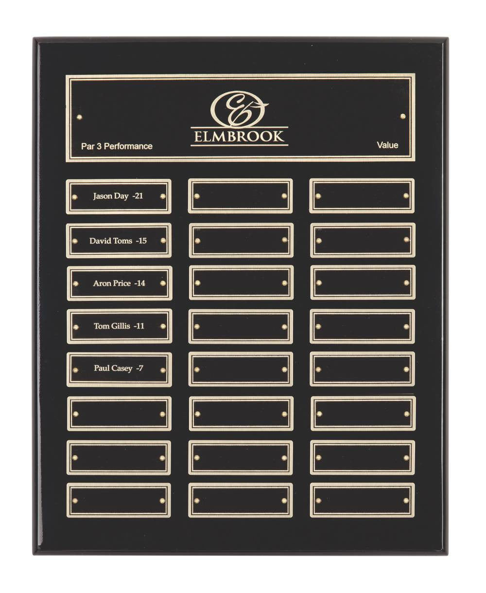 Gloss Black Plaque - 24 Records - Bracknell Engraving & Trophy Services
